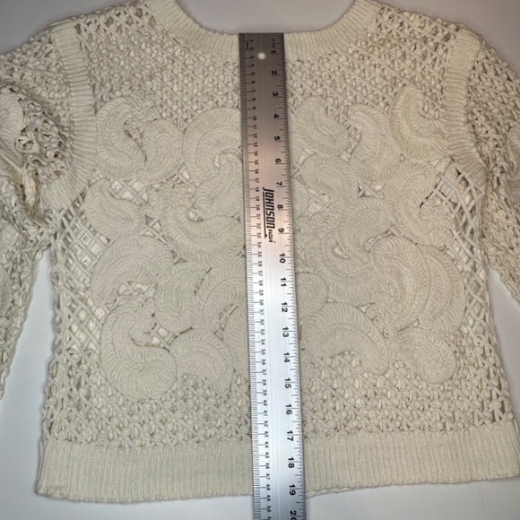 Per Se cream cotton scroll pattern knit cardigan. Size M. Excellent condition! - Picture 13 of 13